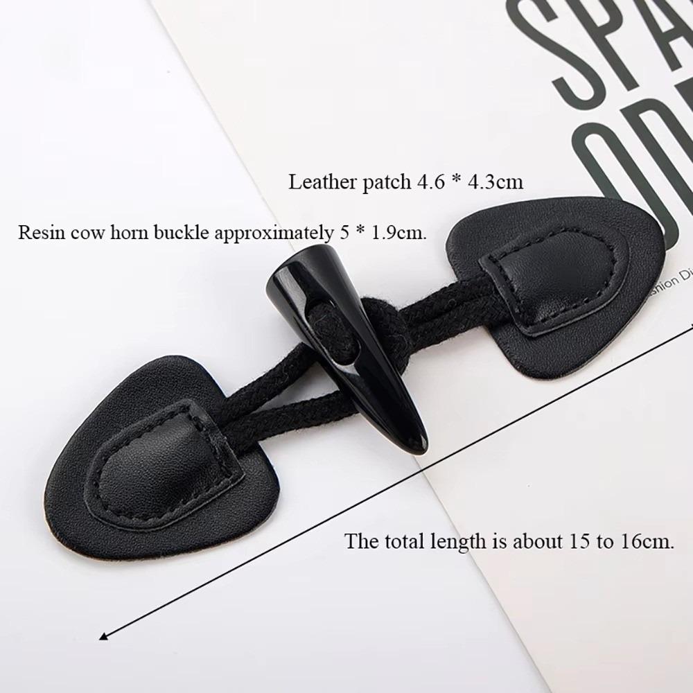 Trendy Vintage Horn Buckle PU Leather Resin Sew-On Horn Buttons Bags Decoration Fastener Sewing Crafts Button for Coats Jackets