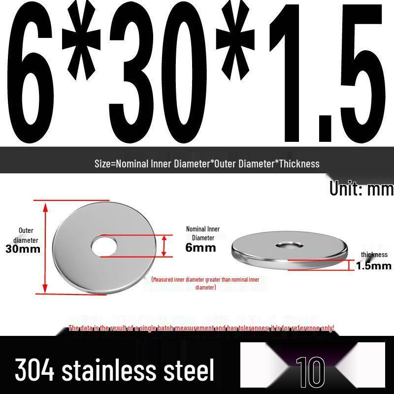 Thickened 304 Stainless Steel Flat Washer Spacer (M2-M36)