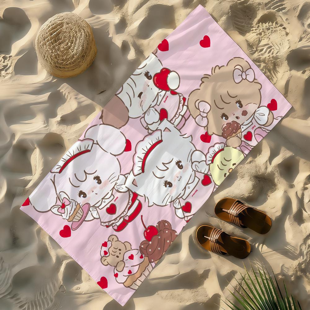 Cartoon M-Mikko Kawaii I-illustrations Towel Soft Lightweight Anti-Sand Large Beach Towel Quick-Drying Bath Sports Family