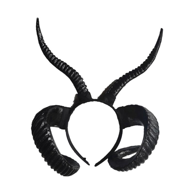 

Long Sheep Horn Headband for Halloween Costume Hairhoop Party Props Headpiece Stage Headdress Anime Dress Up Accessories чёрный