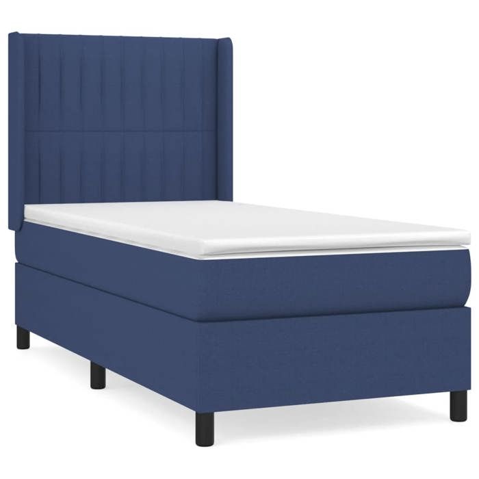 3131551 vidaXL Lit à sommier tapissier avec matelas Bleu 80x200 cm Tissu