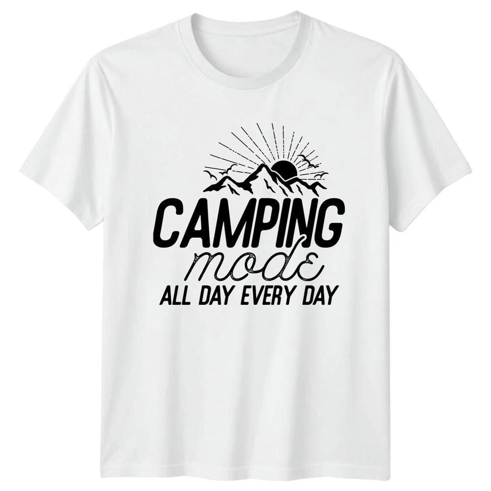 Camping Mode All Day Every Day TShirt Mountain Adventure Tee S
