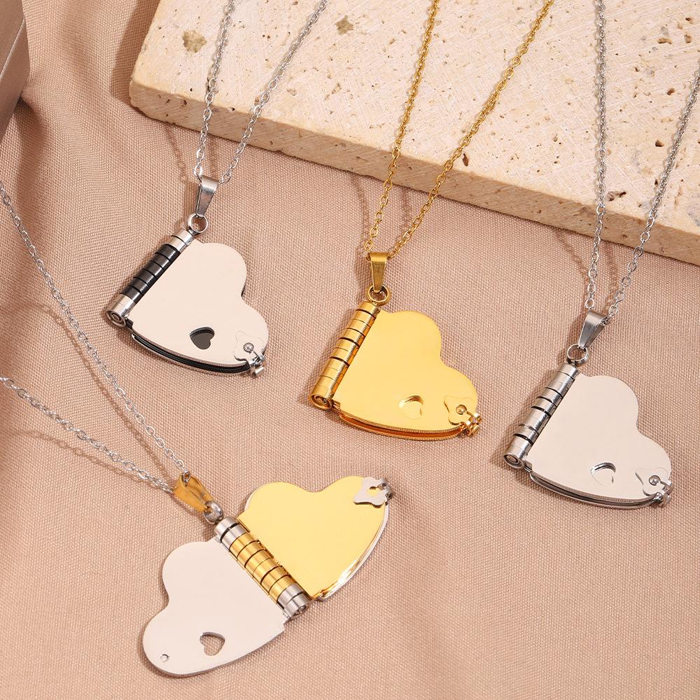 Original love book necklace hot-selling love letter can be opened lettering titanium steel necklace sweater chain collarbone chain