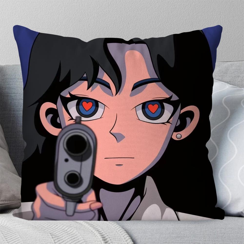 1 Stück A-AOKIZY Animationskunst Kissenbezug Quadratisches Kissen Schlafzimmer Sofa Freizeit Komfortkissen Auto Wohnzimmer Heimdekoration 40X40