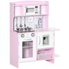 Conjunto de Cozinha de Brinquedo para Crianças, com Luzes, Sons, Micro-ondas, Pia e Armazenamento - Rosa