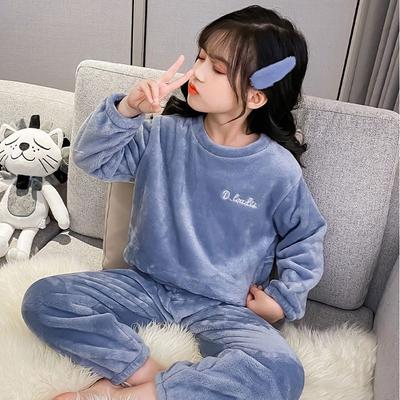 Autumn and Winter Kids Clothes  Baby Boys Girls Plus Velvet Thick Child Sleepwear Two Pieces Set Warm Home Suits Kids Clothes Coral Fleece Pajama Sets