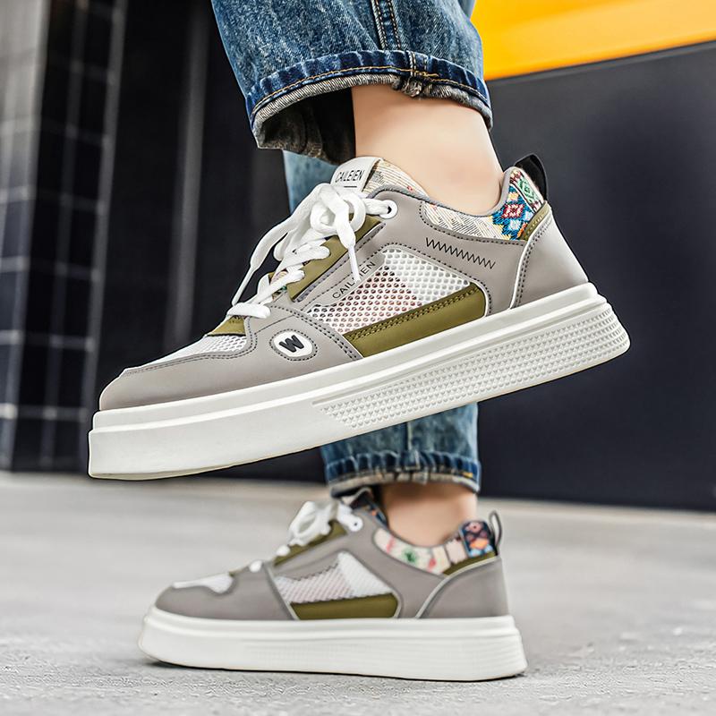 Men Breathable Mesh Board Shoes Hollow Casual Sneakers Lightweight Summer Walking Shoes Daily Comfort 39 To 44