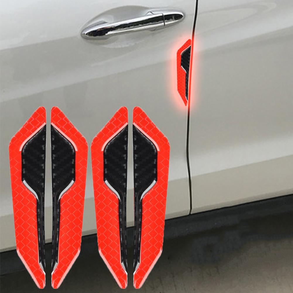 4Pcs Car SUV Body Door Reflective Safety Warning Anti-Collision Carbon Fibre Sticker Protector Car Accessories Car Stickers
