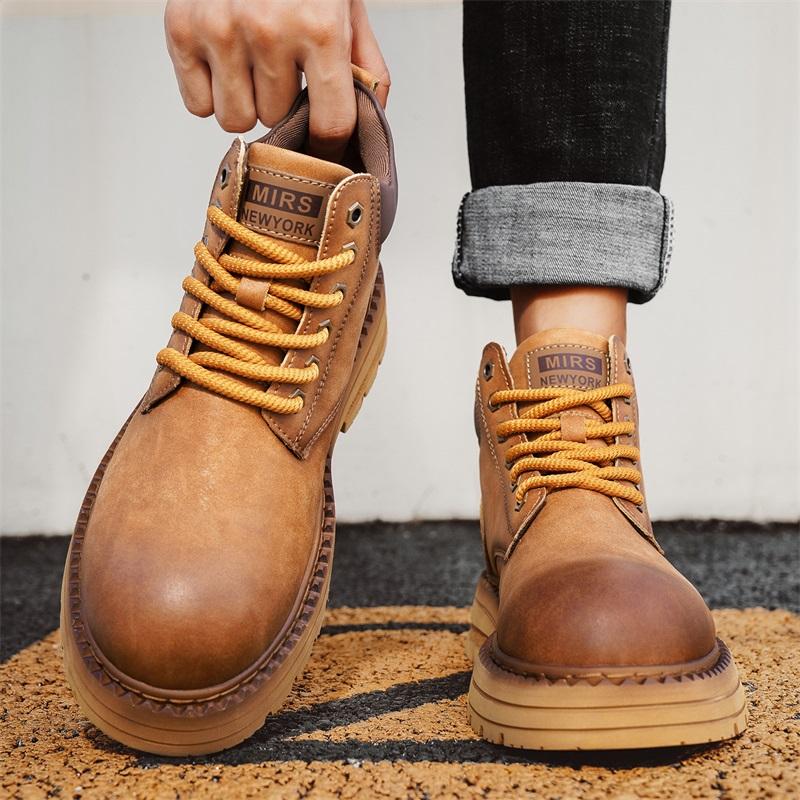 Herren Stiefeletten Echtes Leder Kurze Stiefel Retro Tooling Stiefel Freizeitschuhe