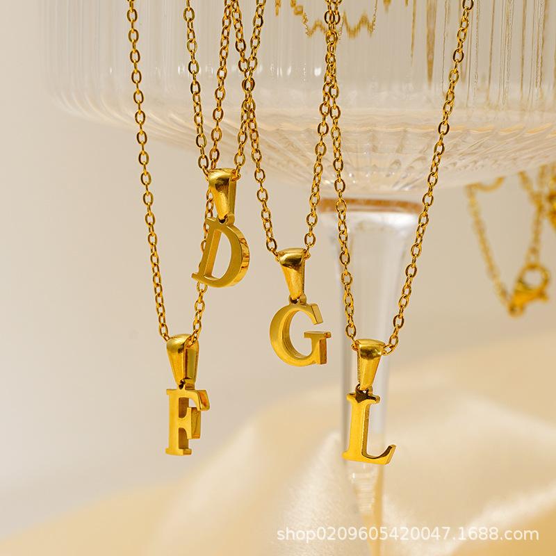 26 Letter Necklace Women's 18K Simple Fashion Non-fading Pendant Jewelry 2026