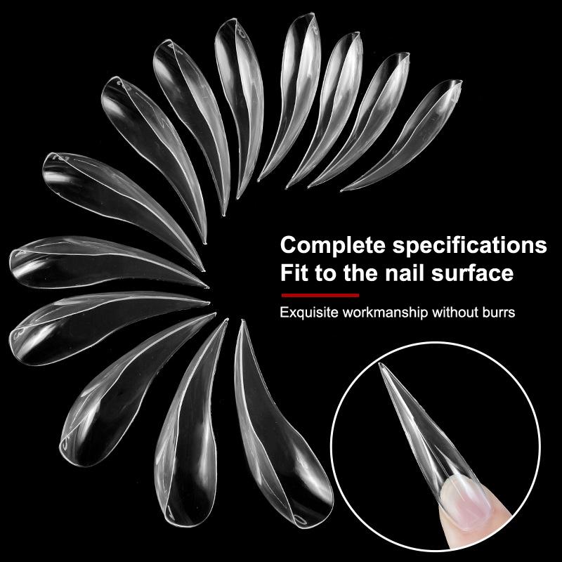 140Pcs/Box Curved Stiletto 3D Eagle Claw Nail Dual Forms For Poly Nail Gel Extension Of Hawk Sculptural Nails Full Cover Molds