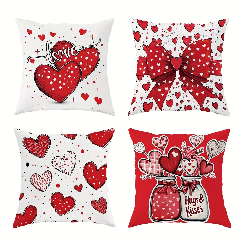 Love Theme Pillow Cover Zippered Machine Washable No Filler Living Room Bedroom Sofa Decor