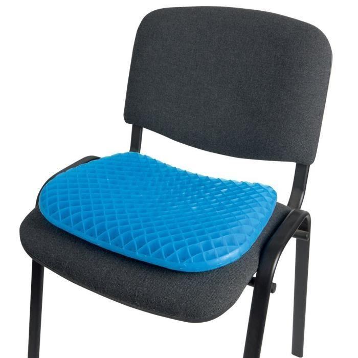 Seat Cushion - COMFORT GEL - Blue - Removable Cover - Rectangular - Interior