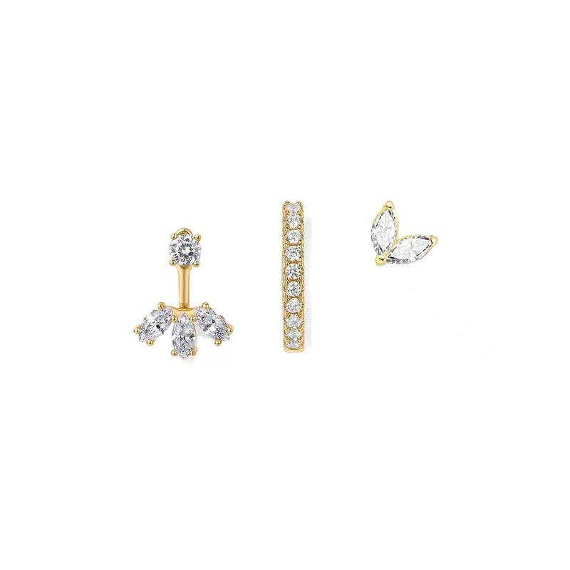 Versatile Leaf-shaped Zircon Earrings – Luxury Electroplated Design