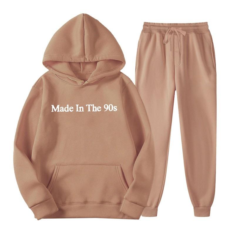 Trendy Unisex Hooded Fleece Lined Sweatshirt Tracksuit