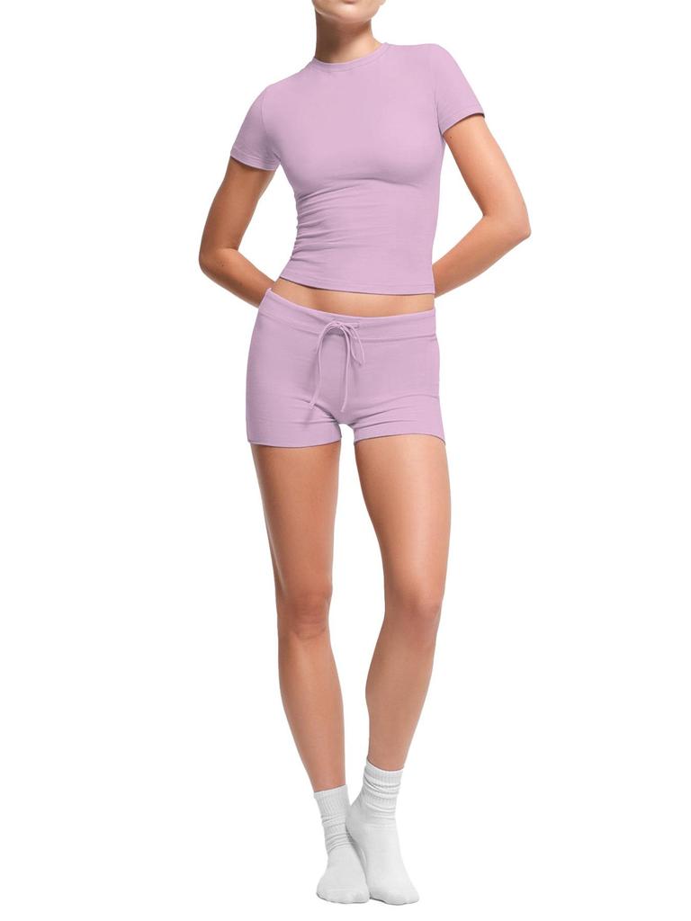 New European & American Women's Slim Fit Round Neck Short-Sleeve T-shirt Set