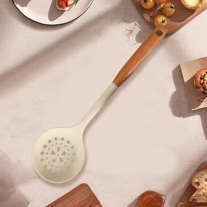 Huaqingge Wood Handle Silicone Slotted Spoon