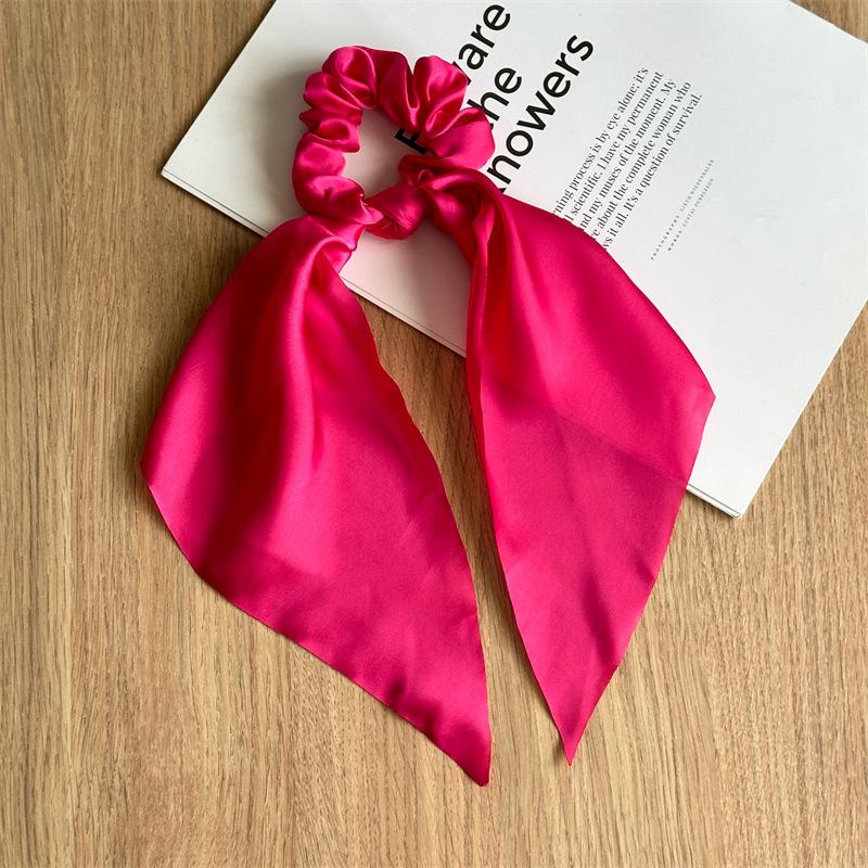 Women's Bow Tie Simple Knot Hair Tie, Colorful and Elegant Hair Ring with Long Flowing Ribbon Accessory