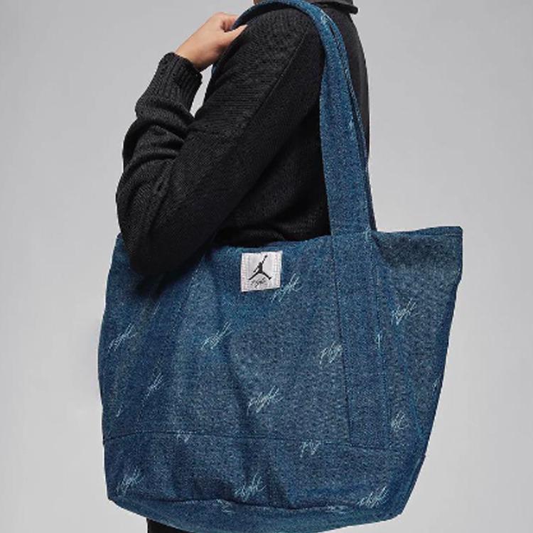 New Jordan Flight Cotton Tote Bag, Shopping Bag, Shoulder Bag Unisex Denim Blue HF7297-416