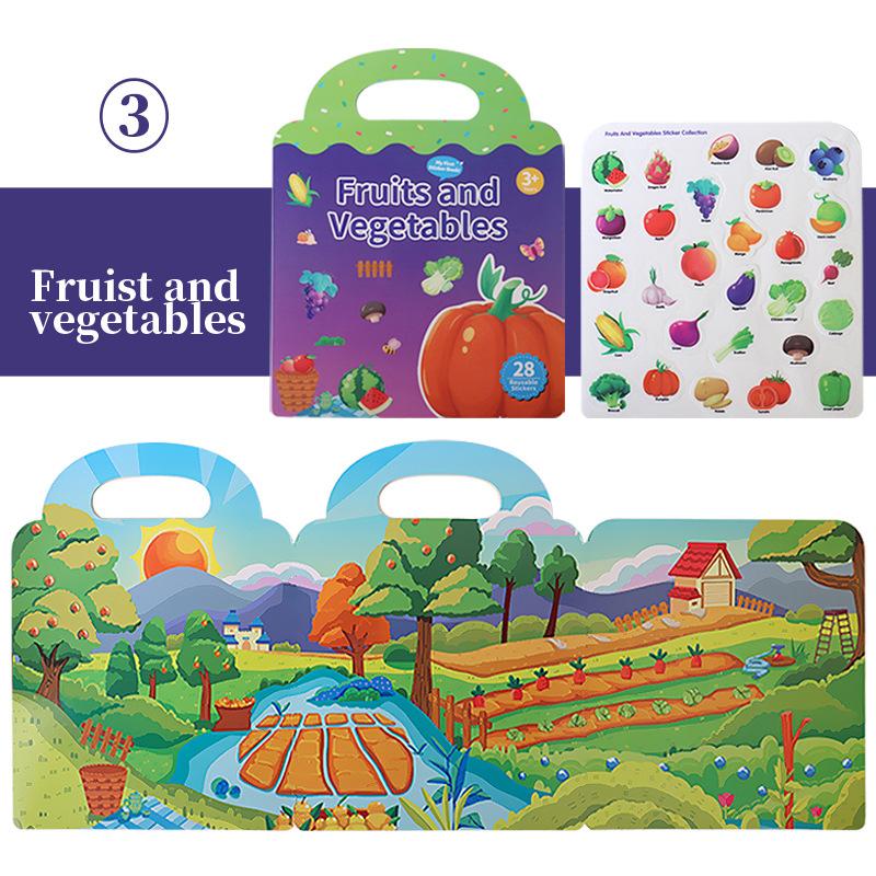 

Early Reusable Education Sticker Book Matching Game Montessori Toys Kids Gifts Fruit