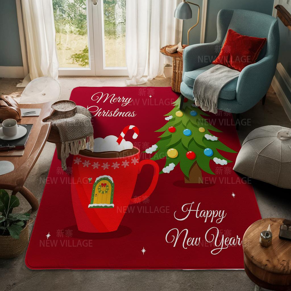 House Entrance Carpet Home Door Mat Living Room Bath Foot Bathroom Non-slip Water Absorption Rugs Bath Merry Christmas Winter