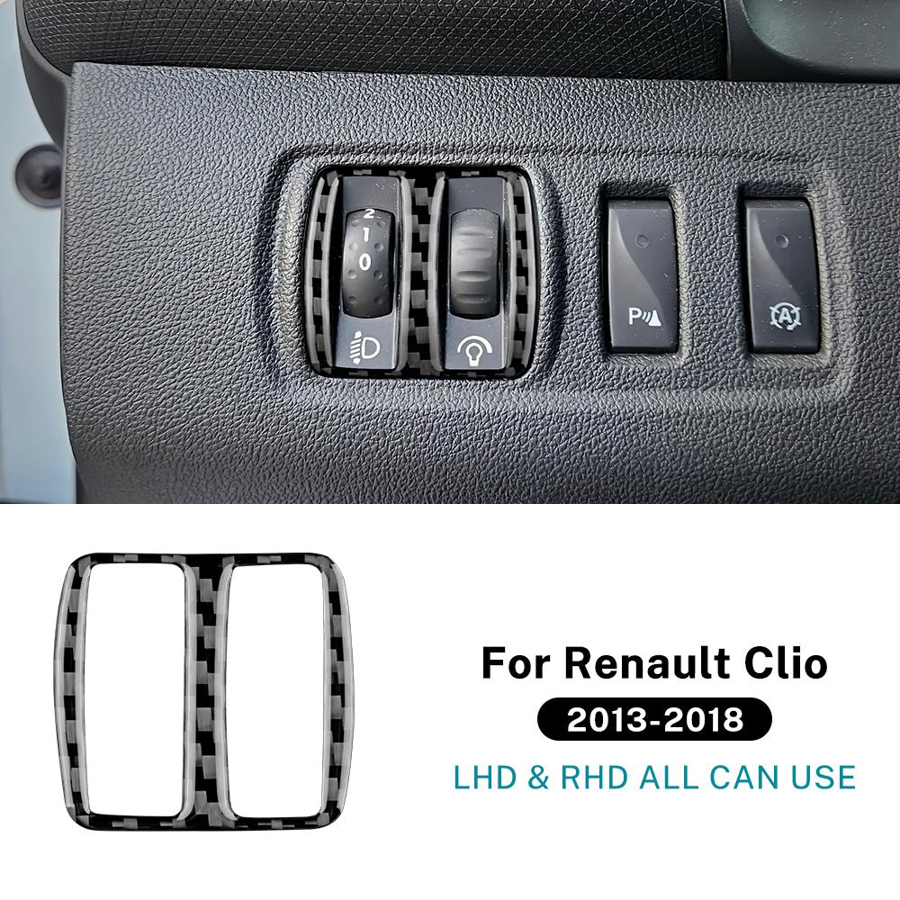 

For Renault Clio 4 2013 2014 2015 2016 2017 2018 Real Soft Carbon Fiber Sticker LHD RHD Car Headlight Switch Inner Frame Trim