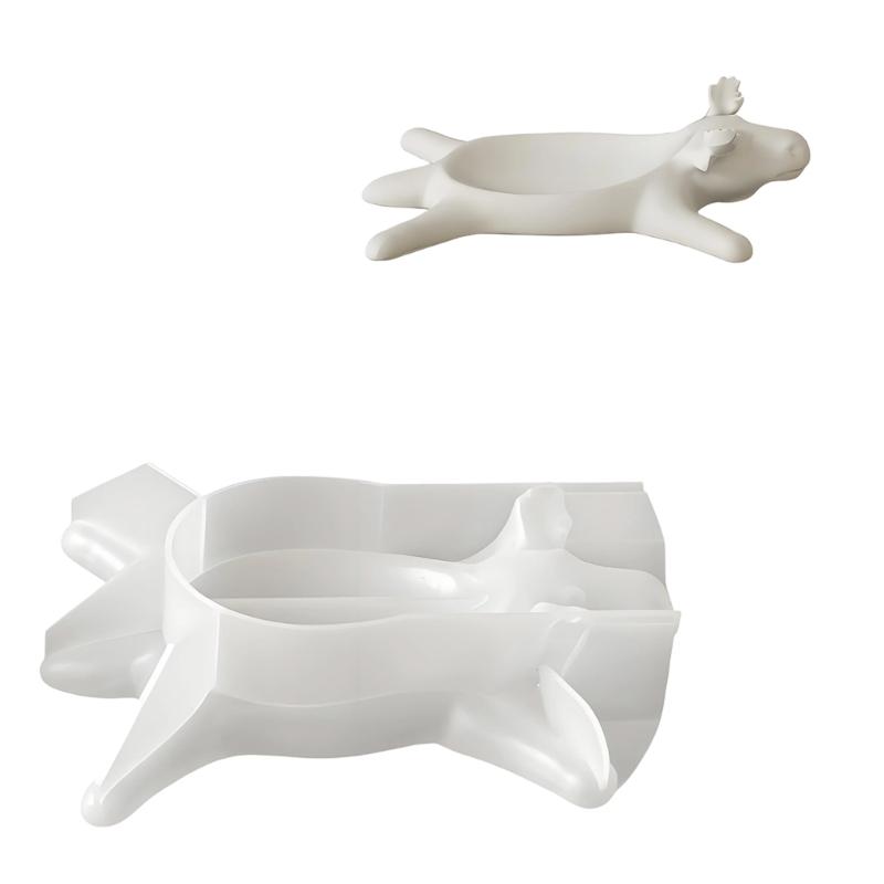 Flexible Silicone Molds for Creating Candle Stand Tealight Holder Mold Lying Cow Shaped Candlestick Desktop Ornament Mold 1