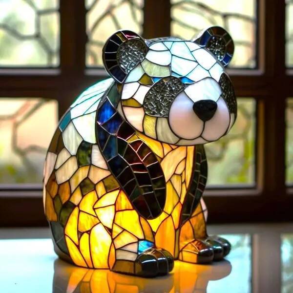 Creative Panda Dolphin Lion Leopard Dog Animal Resin Led Night Light Ornament For Desk