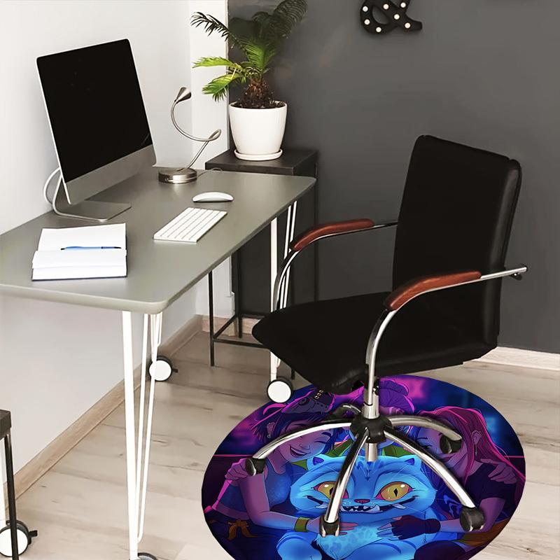 

1pc Fantasy Friends with Blue Cat Round carpet, Made of Polyester,Perfect for Decorating Office Chairs, Living Rooms 80cm