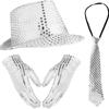 Dance Star Costume for Adults Men Hat Suspenders Bowtie Gloves Rings 80s 90s Stage Outfits Halloween Cosplay Costume