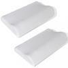 Sleep Aids - Set of 2 Ergonomic Memory Foam Pillows - White - 50 X 30 X (7 - 10) Cm