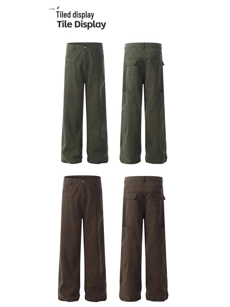 GTS Vintage 2024 Loose Straight Washed Cotton Overalls