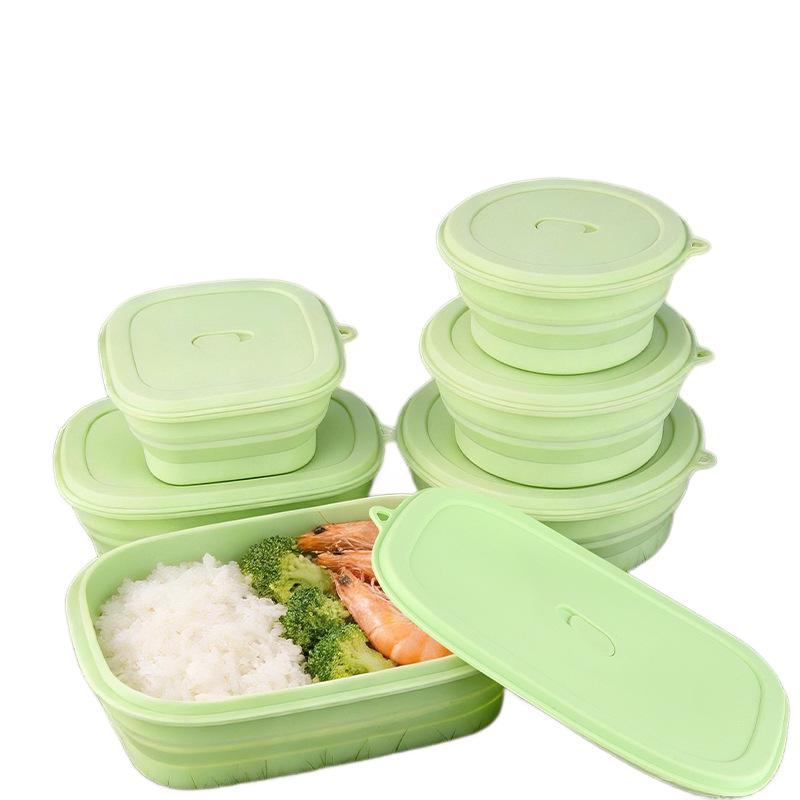 Silikonový bento box vhodný do mikrovlnné trouby: Přenosný, Skládací a Vhodný do lednice pro uchování čerstvosti