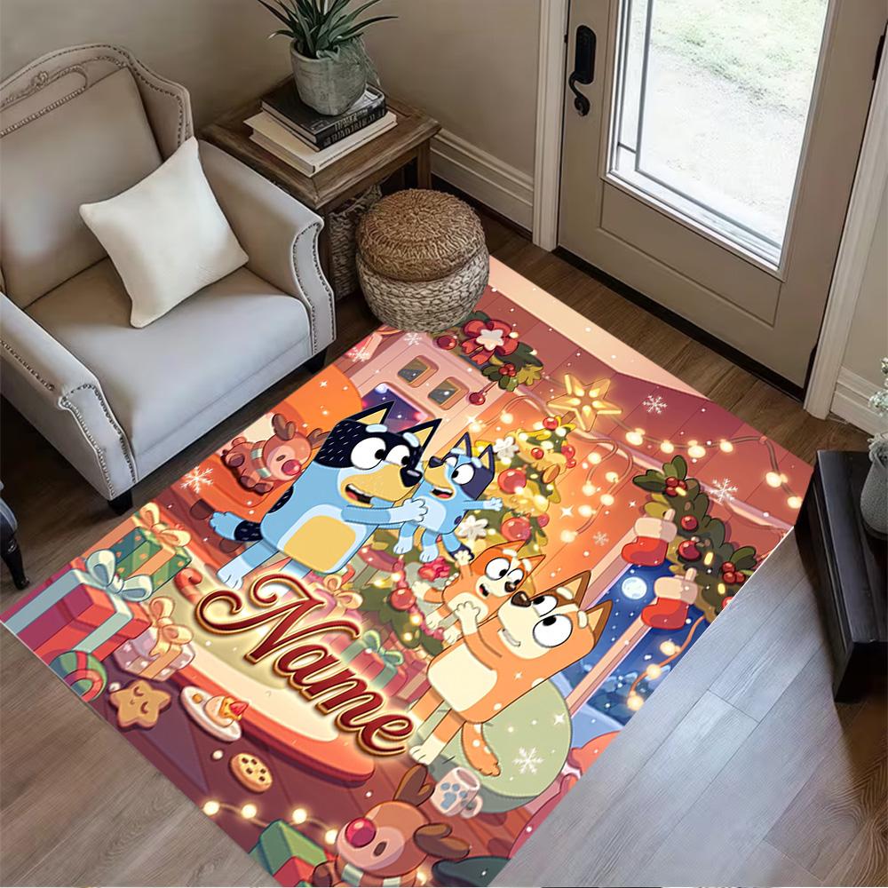 Bluey's Festive Family Personalized Name Floor Mat Suitable for Bedrooms Dormitory Living Rooms Balcony Antislip Carpet Office home decor