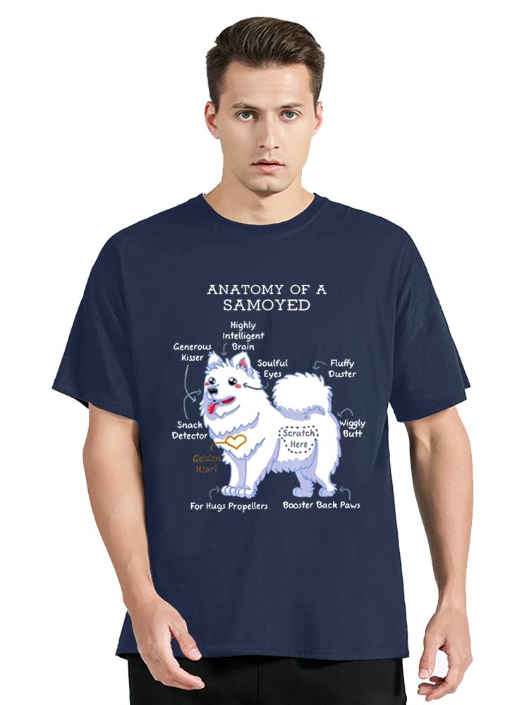 Anatomy Of A Samoyed Funny Dog Body Classic T Shirt Unisex Oneck Cotton Tshirt Funny Clothing Oversized Tshirt Tees