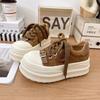 Sponge cake thick soled retro board shoes for women  2026 new height increasing casual sports bread shoes