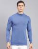 MONTE CARLO Mens Solid Blue Turtle Neck Full Sleeve Pullover