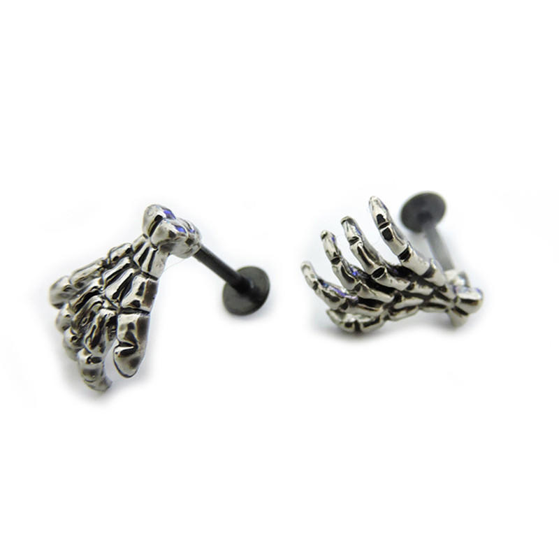 Women Skull Hand Lip Piercing Jewelry Punk Piercing Skeleton Lip Labret