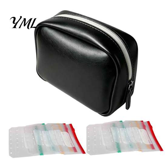 Portable Medication Case for Travel A8 Waterproof Pill Organizer with 7/14 Zippered Pouches, Small Pouch PU Leather Storage Travel, Loose Leaf Binder,