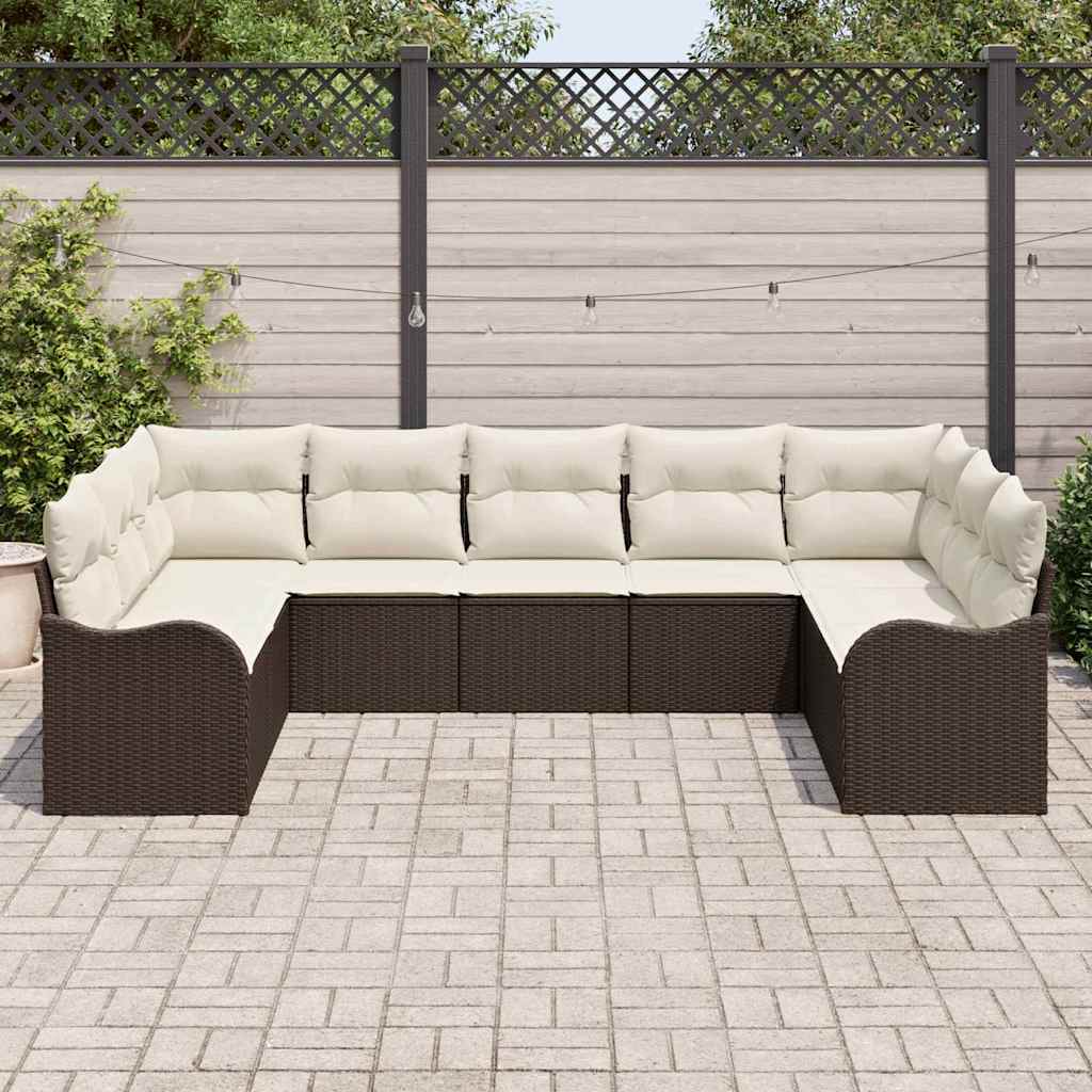 Garden Sofa Set Brown Poly Rattan