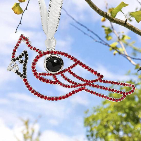 Metal Projection Pendant Christmas Angel Ornament Rhinestone Bird Butterfly Decoration Memory Keepsake Gift for Family Friends Couples Pet Owners