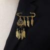 Bohemian Rhinestone Flower Tassel Brooch for Women - Exotic Style Suit Coat Pin