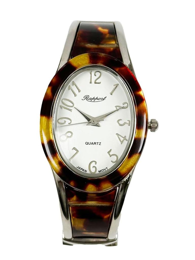 Takeuchi Shoji Rapport Oval Bangle Silver Brown Co., Ltd. Watch, Wide, 188614, Women's,