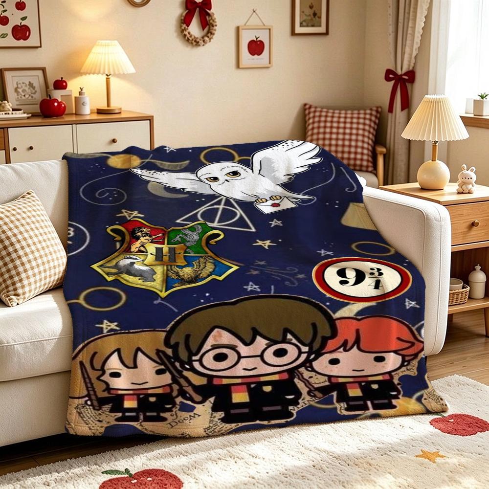 Harry Potter Magical World Printed Flannel Blanket Soft Warm Fleece Blanket For Living Room Office Nap Home Decor Great Holiday Gift