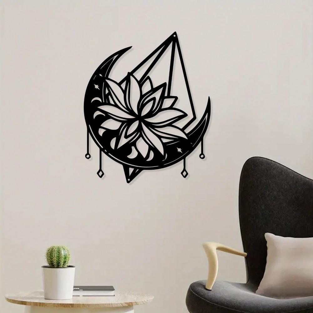 Metal Lotus Wall Sculpture Cut Out Design Minimalist Art All Season Home Decor Weather Resistant Metal Artwork