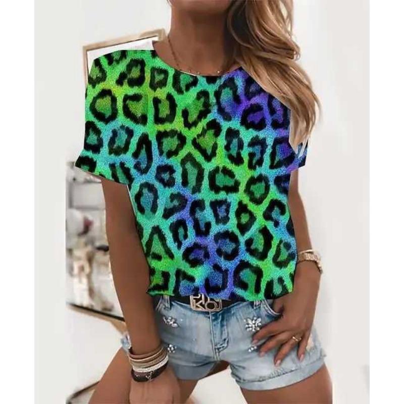 Sexy and Fashionable Leopard Print Casual Short Sleeved Street Women's T-shirts