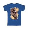 Gift T-Shirt : Black Horse Classic Drawing Art Artistic Paint Farm Animal