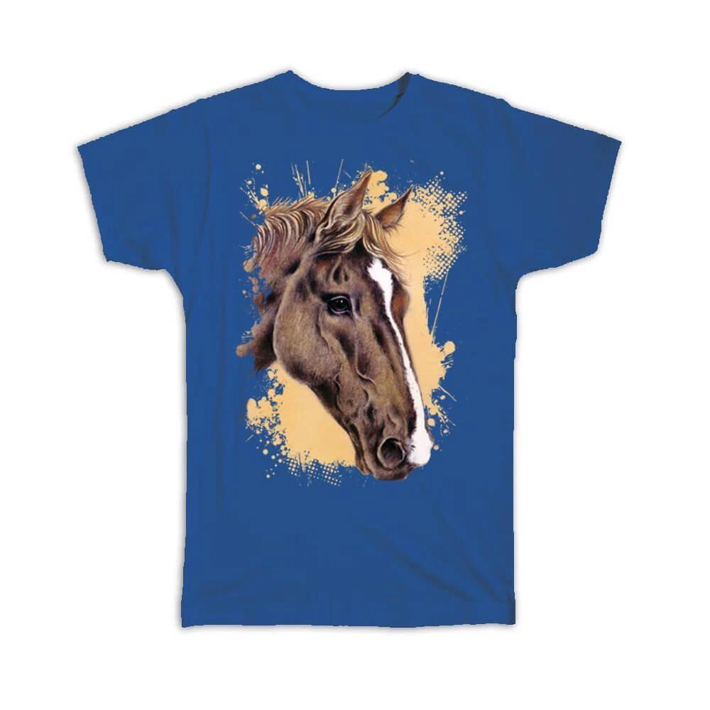 Gift T-Shirt : Black Horse Classic Drawing Art Artistic Paint Farm Animal 4XL