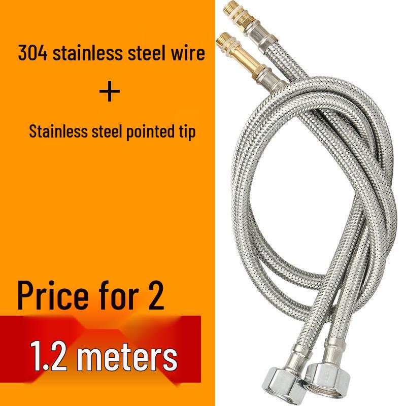 304 Stainless Steel Braided Flexible Hose for Kitchen Faucet - Hot/Cold Inlet Pipe