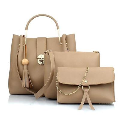 Beige Handtaschen-Kombination für Damen (3er Set)